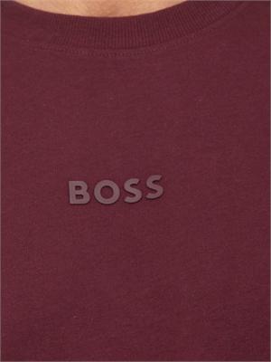 T-shirt Tee Boss uomo regular fit in cotone bordeaux con logo tono su tono in UOMO