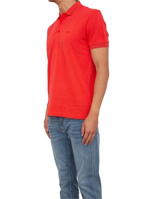 Polo rossa Boss uomo in piqué di cotone con logo in UOMO