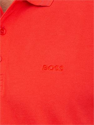 Polo rossa Boss uomo in piqué di cotone con logo in UOMO