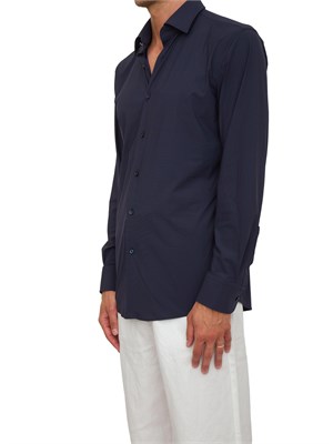 Camicia slim fit Boss blu in jersey di cotone in UOMO