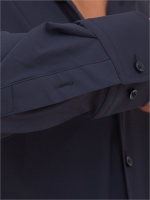 Camicia slim fit Boss blu in jersey di cotone in UOMO