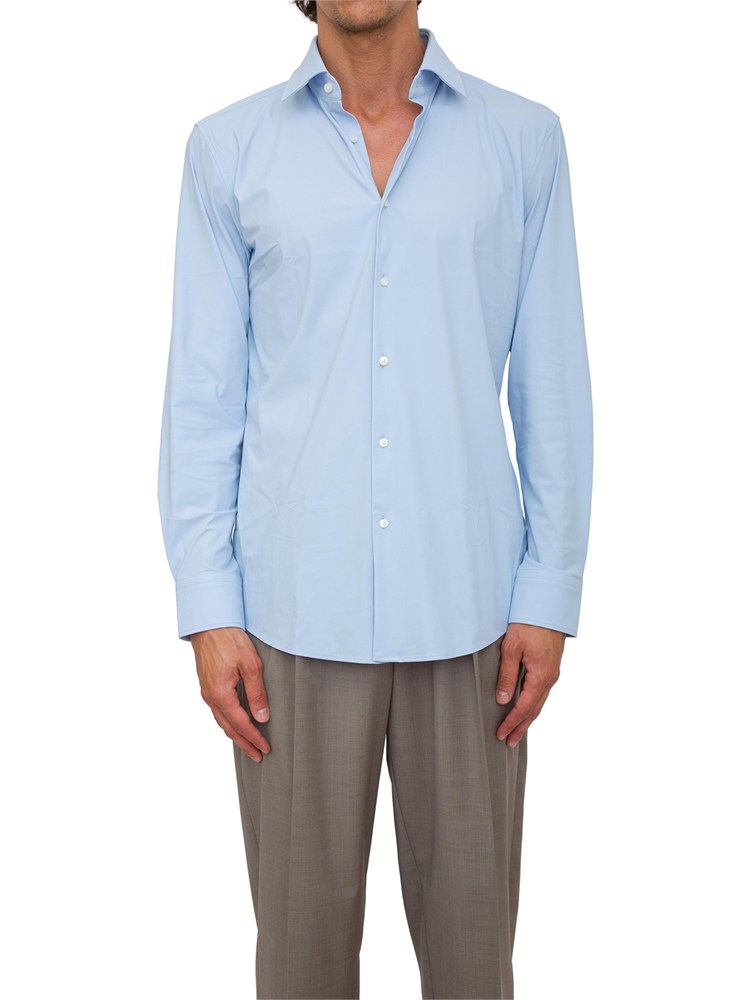 Camicia slim fit Boss azzurro in jersey di cotone