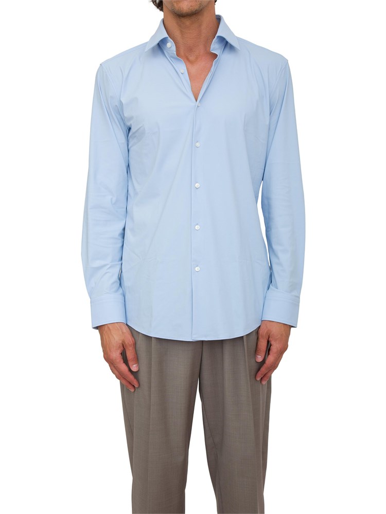 Camicia slim fit Boss azzurro in jersey di cotone