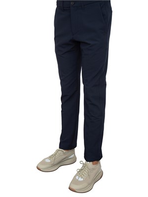 Pantaloni Boss slim fit in tessuto elasticizzato idrorepellente blu in UOMO