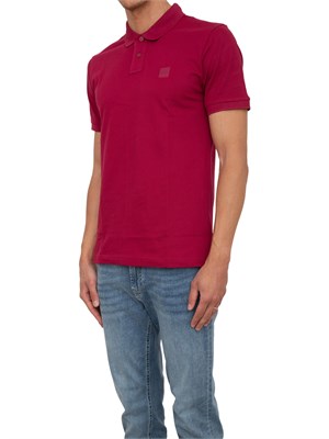 Polo Passenger Boss uomo in cotone rosso scuro con toppa logo ricamata in UOMO