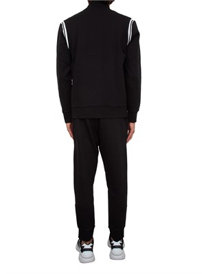 Tuta sportiva Boss nero in cotone elasticizzato con inserti a righe in UOMO