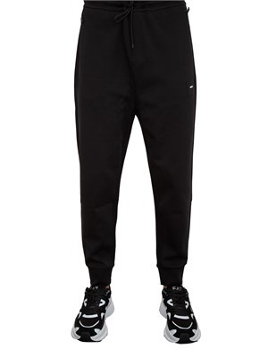 Pantaloni della tuta Boss nero con toppa con logo in UOMO