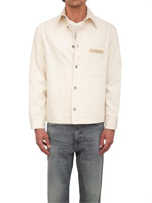 Giacca camicia uomo Emporio Armani in denim di cotone avorio in UOMO