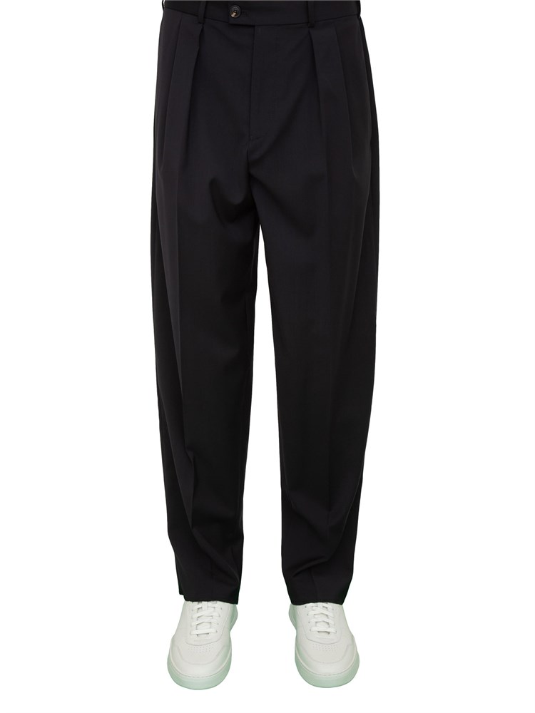 Pantalone uomo blu Emporio Armani dal taglio classico e dritto con pinces