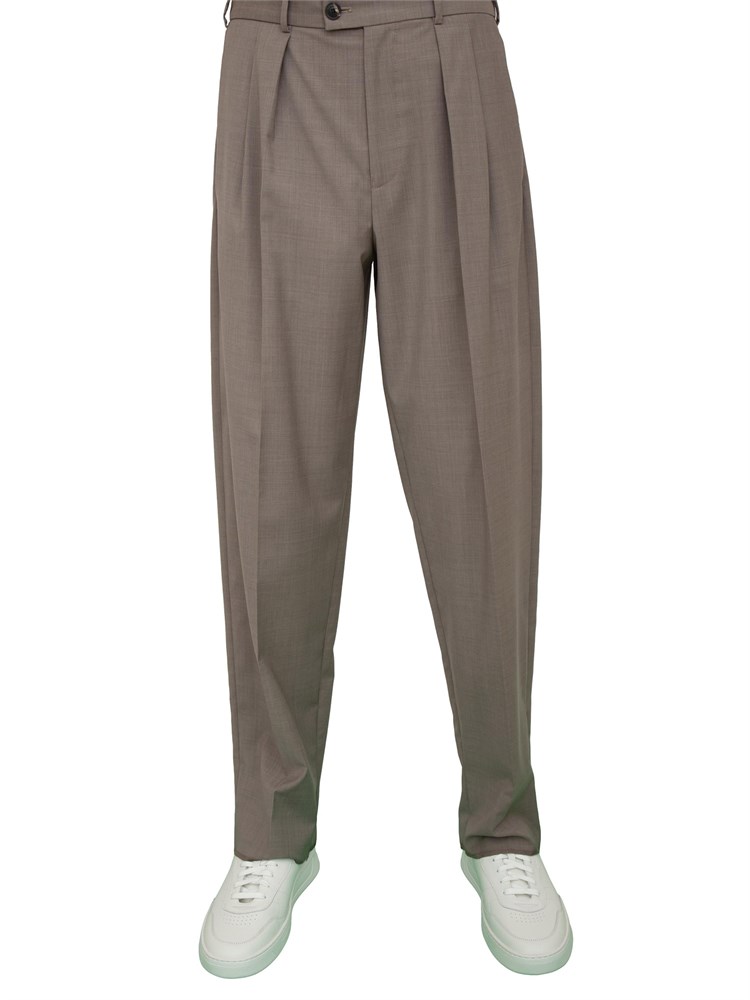 Pantalone uomo grigio tortora Emporio Armani dal taglio classico e dritto con pinces