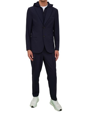 Giacca monopetto uomo Emporio Armani in nylon blu con davantino e cappuccio staccabili in UOMO