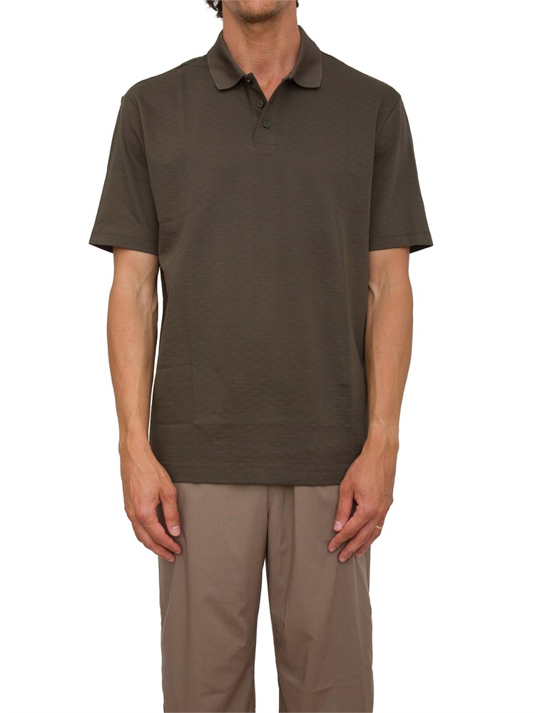 ARMANI EXCHANGE Polo A.X. verde in puro cotone con ricami all over