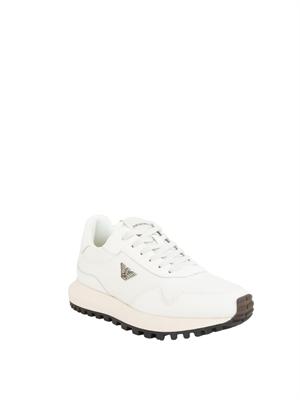 Sneaker uomo Emporio Armani in nylon e pelle bianca in UOMO