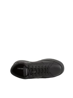 Sneaker uomo Emporio Armani in pelle nera con piccolo logo lettering in UOMO