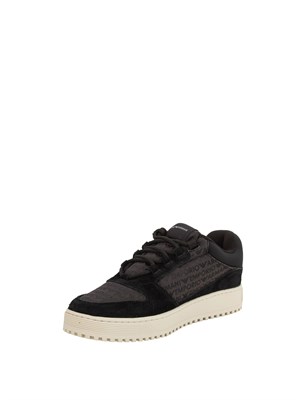 Sneaker uomo Emporio Armani in tessuto jacquard nero con logo lettering all over in UOMO