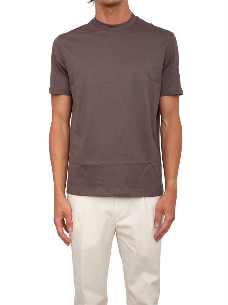 T-shirt Emporio Armani uomo in jersey di puro cotone taupe con logo micro aquila