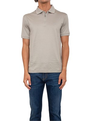 Polo Emporio Armani uomo in jersey misto lyocell beige con zip in UOMO