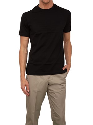 T-shirt nera Emporio Armani uomo con logo tono su tono in UOMO