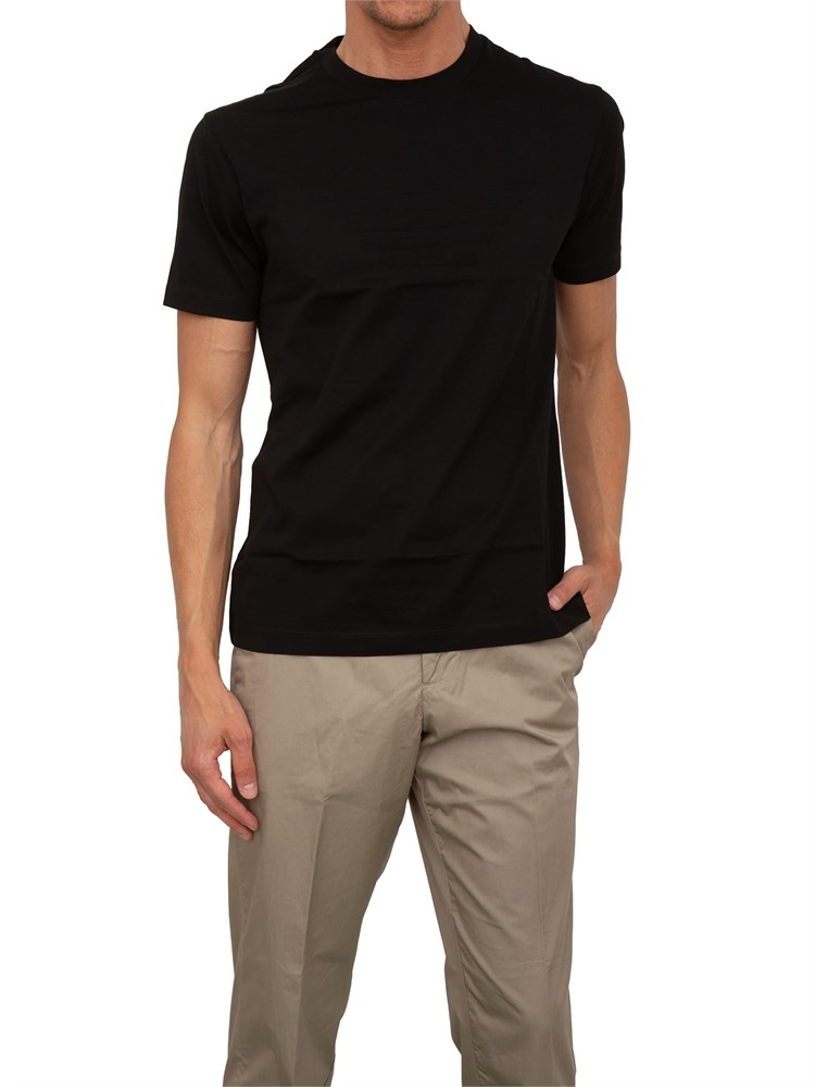 T-shirt nera Emporio Armani uomo con logo tono su tono