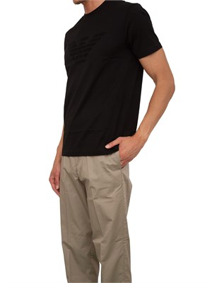 T-shirt nera Emporio Armani uomo con logo tono su tono in UOMO
