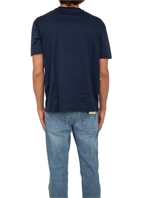 T-shirt uomo Emporio Armani in cotone blu con stampa logo lettering all-over in UOMO