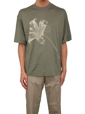 T-shirt uomo Emporio Armani in misto lyocell verde con stampa fiore in UOMO