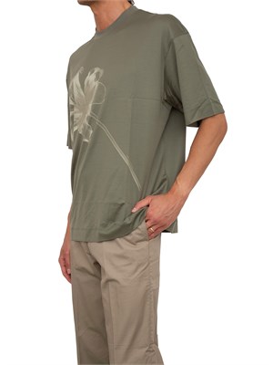 T-shirt uomo Emporio Armani in misto lyocell verde con stampa fiore in UOMO