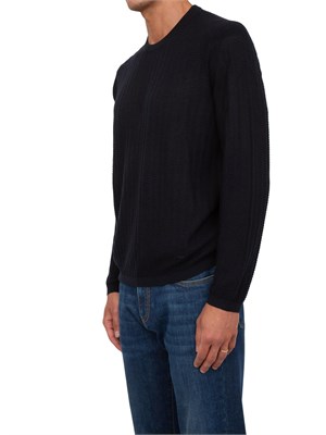 Maglione Emporio Armani in misto lyocell blu con lavorazione maglia in UOMO