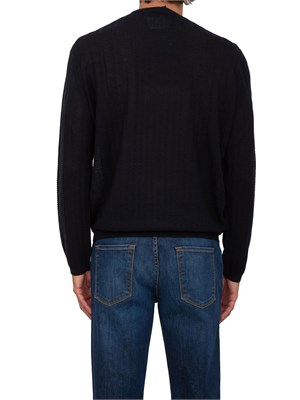 Maglione Emporio Armani in misto lyocell blu con lavorazione maglia in UOMO