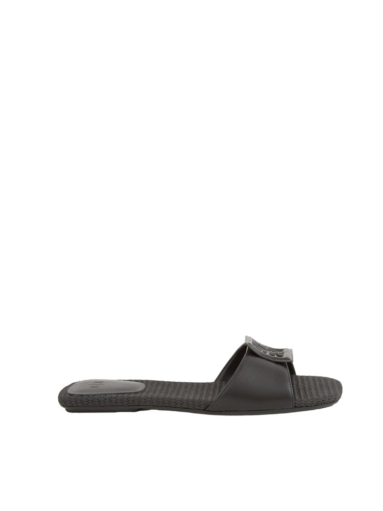 Ciabatte nere Armani Exchange donna con fascia e logo tono su tono
