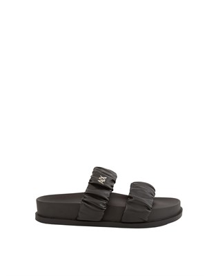 Ciabatte nere Armani Exchange donna con due fasce arricciate in DONNA