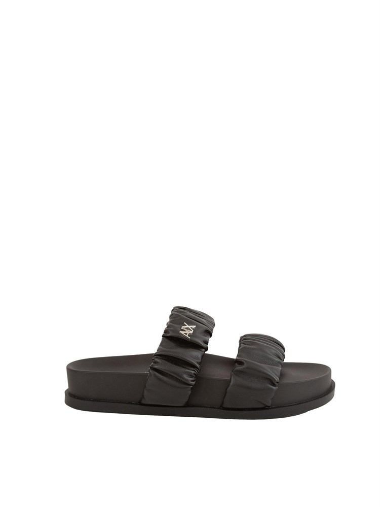 Ciabatte nere Armani Exchange donna con due fasce arricciate
