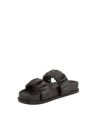 Ciabatte nere Armani Exchange donna con due fasce arricciate in DONNA