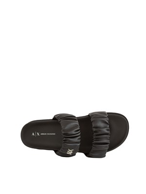 Ciabatte nere Armani Exchange donna con due fasce arricciate in DONNA