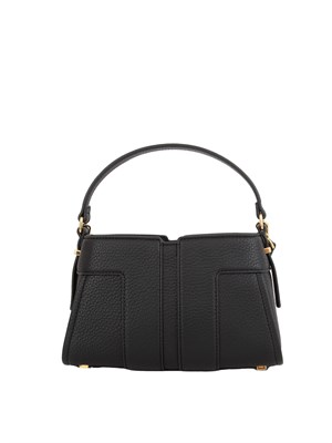 Borsa nera Elisabetta Franchi con maxi logo in rilievo tono su tono in DONNA