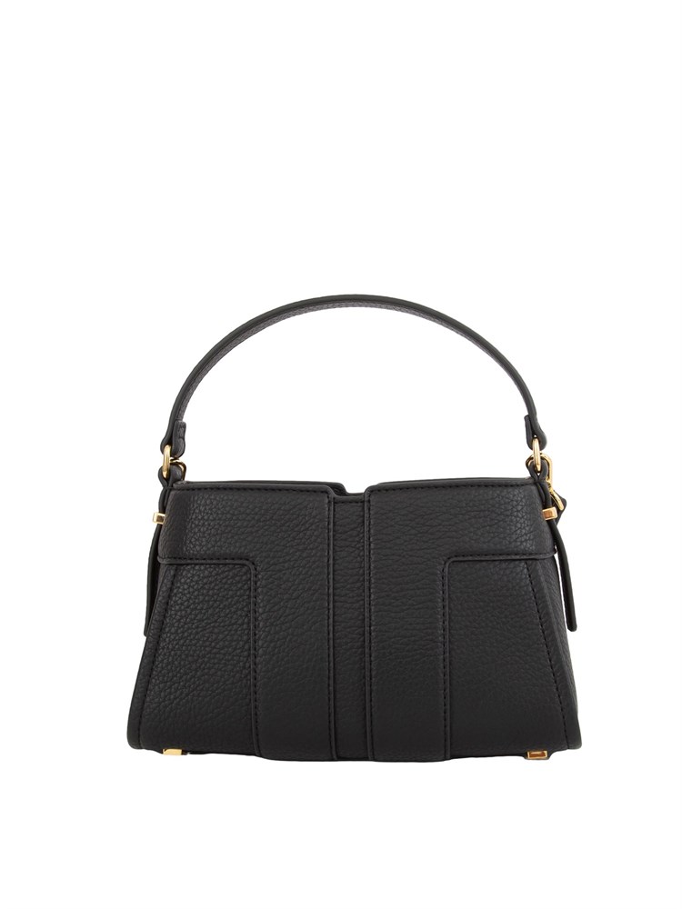 Borsa nera Elisabetta Franchi con maxi logo in rilievo tono su tono