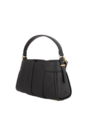 Borsa nera Elisabetta Franchi con maxi logo in rilievo tono su tono in DONNA