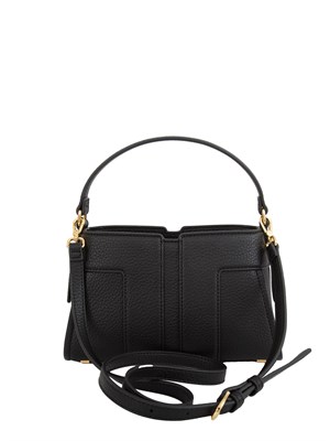Borsa nera Elisabetta Franchi con maxi logo in rilievo tono su tono in DONNA