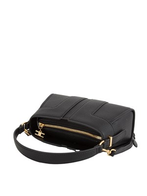 Borsa nera Elisabetta Franchi con maxi logo in rilievo tono su tono in DONNA