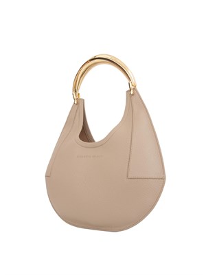 Borsa hobo beige Elisabetta Franchi con manico in metallo oro in DONNA
