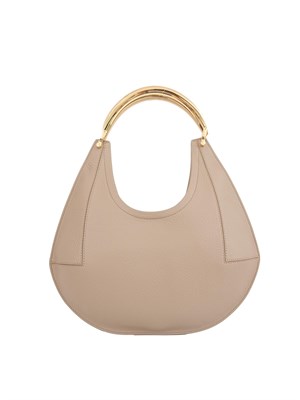 Borsa hobo beige Elisabetta Franchi con manico in metallo oro in DONNA