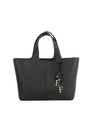 Borsa media nera Elisabetta Franchi con charms logo in DONNA