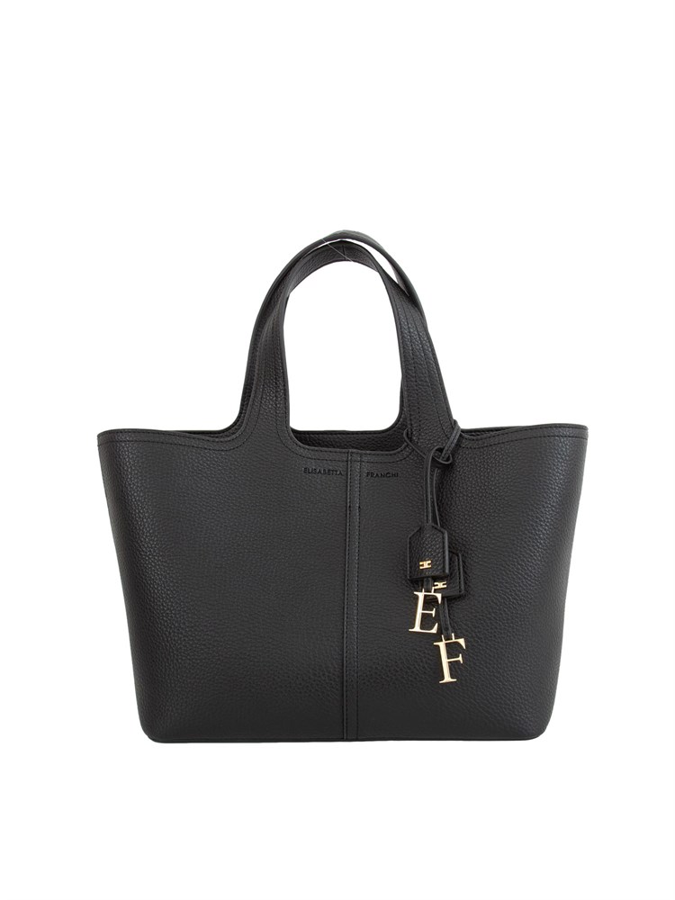 Borsa media nera Elisabetta Franchi con charms logo