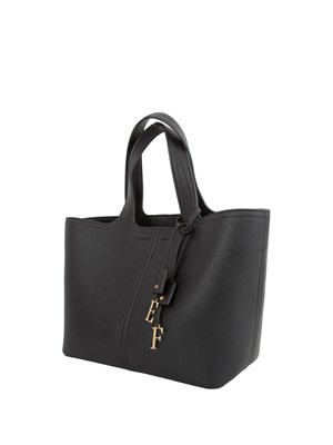 Borsa media nera Elisabetta Franchi con charms logo in DONNA