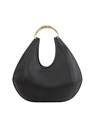 Borsa hobo grande nera Elisabetta Franchi con cuciture logo lettering in DONNA