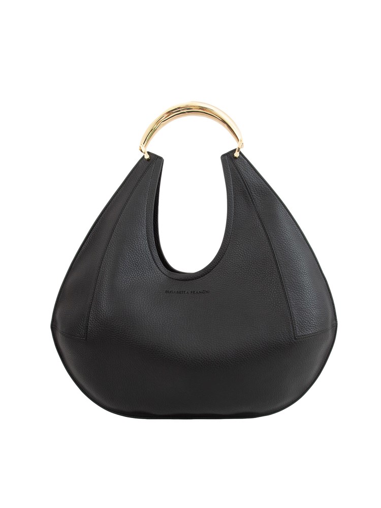 Borsa hobo grande nera Elisabetta Franchi con cuciture logo lettering