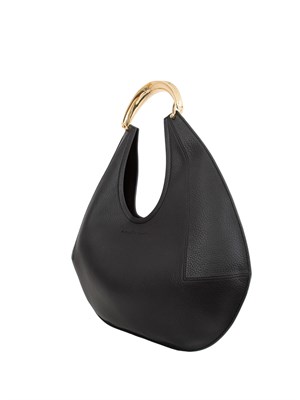 Borsa hobo grande nera Elisabetta Franchi con cuciture logo lettering in DONNA