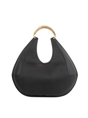 Borsa hobo grande nera Elisabetta Franchi con cuciture logo lettering in DONNA