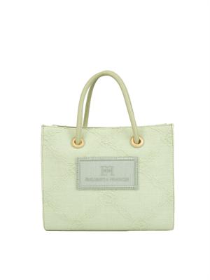 Borsa piccola Elisabetta Franchi in rafia jacquard verde in DONNA