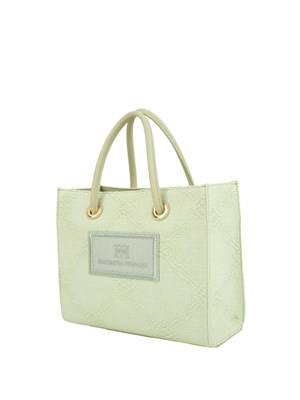 Borsa piccola Elisabetta Franchi in rafia jacquard verde in DONNA